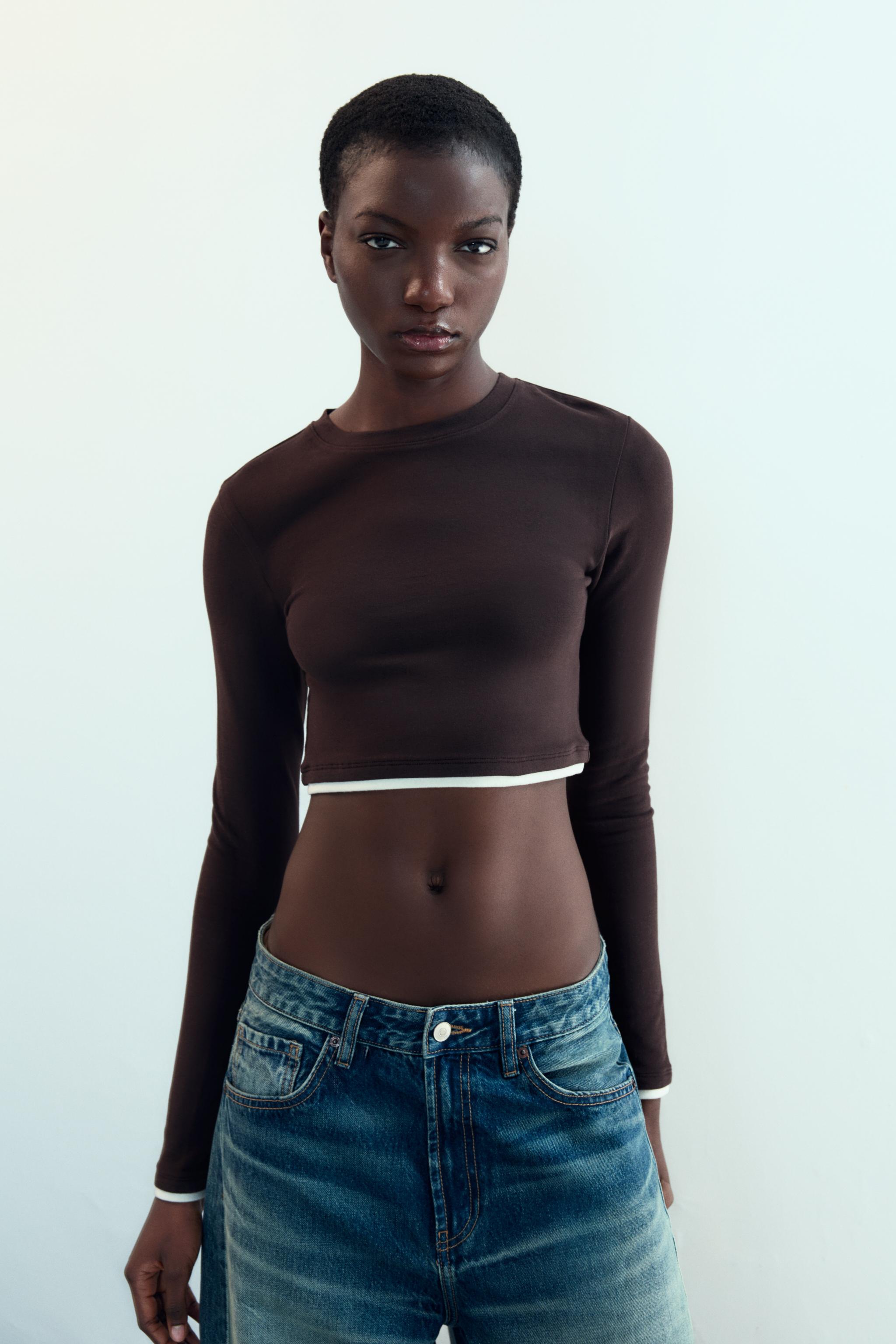 CROPPED DOUBLE EFFECT T-SHIRT